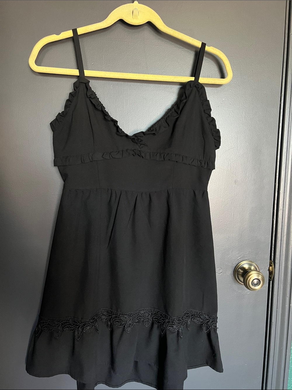 Disturbia Black Ruffle-Trim Slip Dress